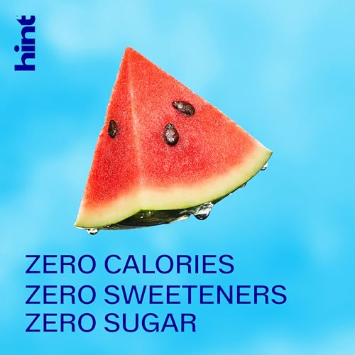 Image of Hint Canned Water Zero Sugar 0 Calories - Watermelon (12 pack) | Crisp, refreshing water, fruit flavors. 0 calories, 0 sugar, 0 sweeteners. Hydration for wellness. Gluten-free, Kosher, Vegan