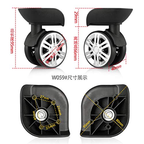 Trunk Wheels,Luggage Wheels Replacement, 360 Degree Swivel Luggage Mute Wheel Suitcase Replacement Repair Wheels Parts Spinner (W059#)(Black)2