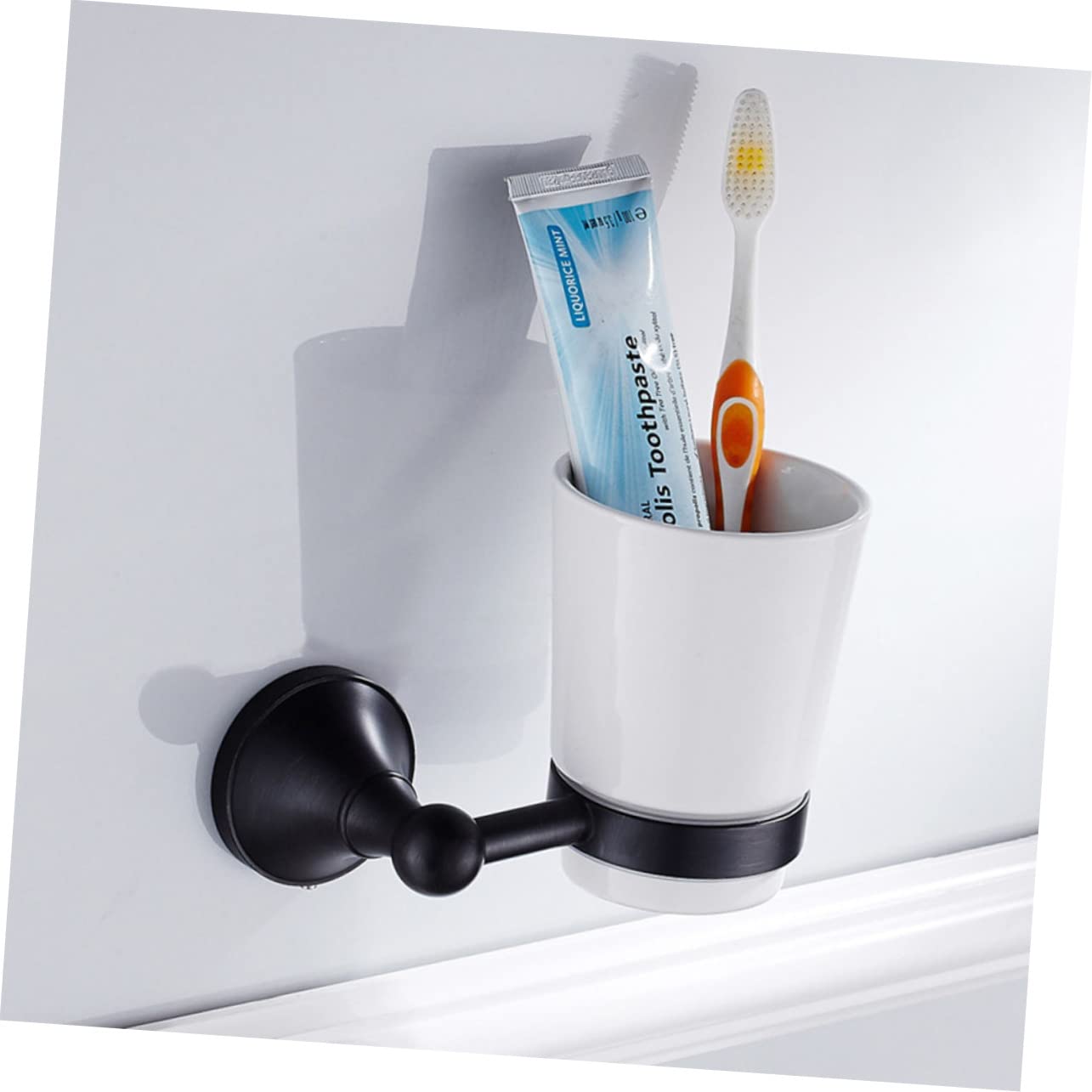 Portavasos Retro De Cerámica Soporte para Vaso De Cepillo De Dientes Individual para Pared Accesorios De Baño con Función De Organización para Cocina