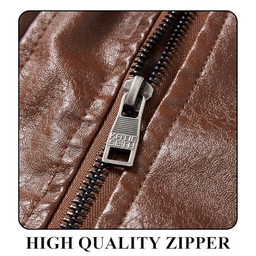 Men's Cool Bomber Pilot Leather Jacket Mens Winter Motorcycle Varsity Fleece Jackets3