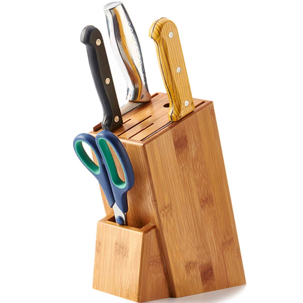 Cabilock Bamboo Knife Rack Kitchen Counter Storage Knife Block Holder Kitchen Supplies