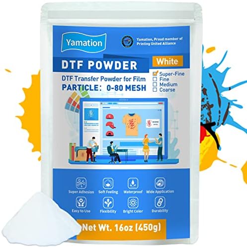 Yamation DTF Powder Adhesive (0-80um) FINE Softer 450g / 1lb DTF Transfer Powder Hot Melt Adhesive applies to All DTF Transfer Printers for Prints on Textile DTF Supply withDTF PET Film and Ink