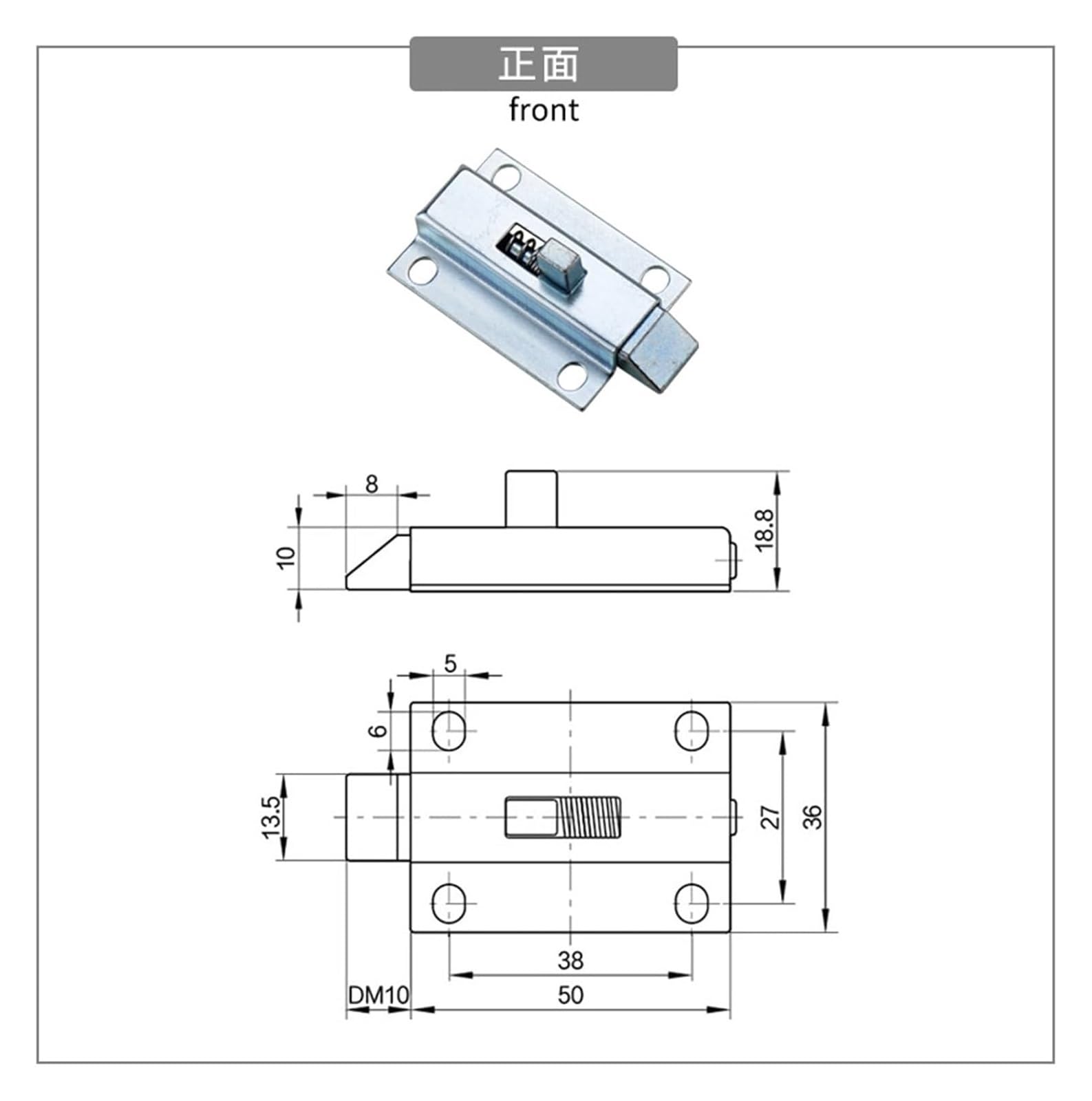 Hebilla de Puerta, Venta Directa Pasadores de Puerta de Hierro Pernos de Puerta Hebillas de Puerta Pasadores de extensión de Resorte for Interiores Bisagras de Hierro(Front)