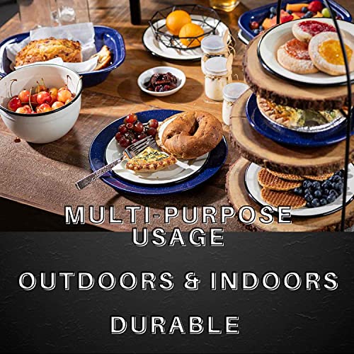 Tablecraft Enamelware Collection Black Rim Solid White Enamel Dinner Plate, Dinnerware For Camping, Farmhouse, Home & Restaurant, Porcelain Over Steel Classic, Vintage, Boho, Retro, 10", Set Of 6 #TOP5