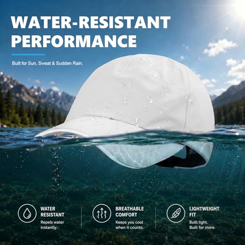 Image of Mens Waterproof Baseball Cap Womens Rain Hat Quick Dry Running Hat with Sweatband Outdoor Golf Breathable Sports Cap
