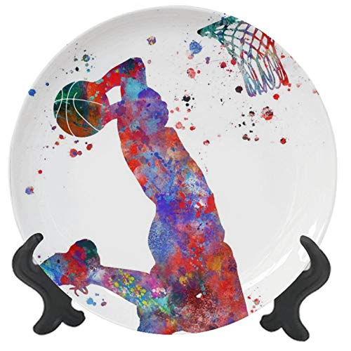 Customized Ceramic Dinner Plate Decorative Plate Basketball Player Round Ceramic Plate Ceramic Ornament for Home&Office Hanging Wall Decor 6 inch
