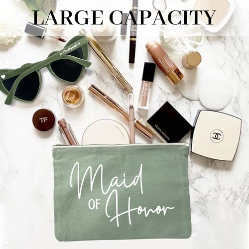 LADY&HOME Bridesmaid Makeup Bag Bride Vibe Team Bride Makeup Bag Wedding Party Cosmetic Bag Bridesmaid Proposal Gifts for Bridal Shower,Wedding,Bachelorette4