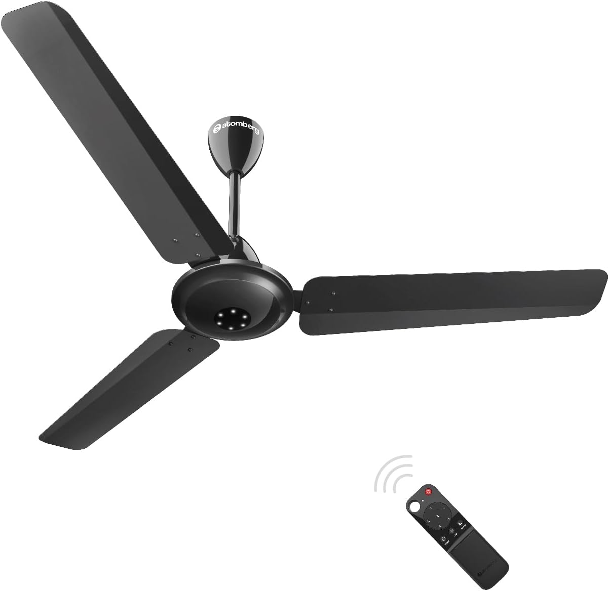 Efficio Alpha 1200mm BLDC Ceiling Fan with Remote Control | BEE 5 star Rated Energy Efficient Ceiling Fan | High Air Delivery with LED Indicators | 1+1 Year Warranty (Gloss Black)