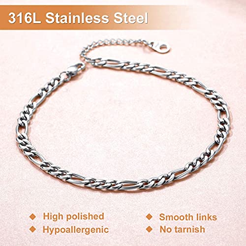 Findchic Stainless Steel Ankle Bracelets For Women Girls Beach Foot Jewelry 8.5''-10.5'' Adjustable Anklet Figaro Link Ankle Chains #TOP2