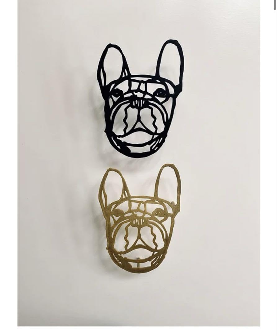箒に乗って飛びまわるフレンチブルドッグ　ワイヤーアート ワイヤークラフト アート フレンチブルドッグ 壁掛けインテリア