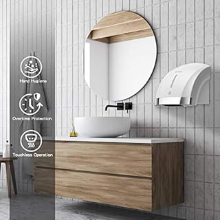 modunful Asciugamani Automatico con Sensore a Infrarossi per Bagno Casa, Basso Rumore 2000W Asciugamani Elettrico a Parete, Coperchio Compatto in ABS, Bianco