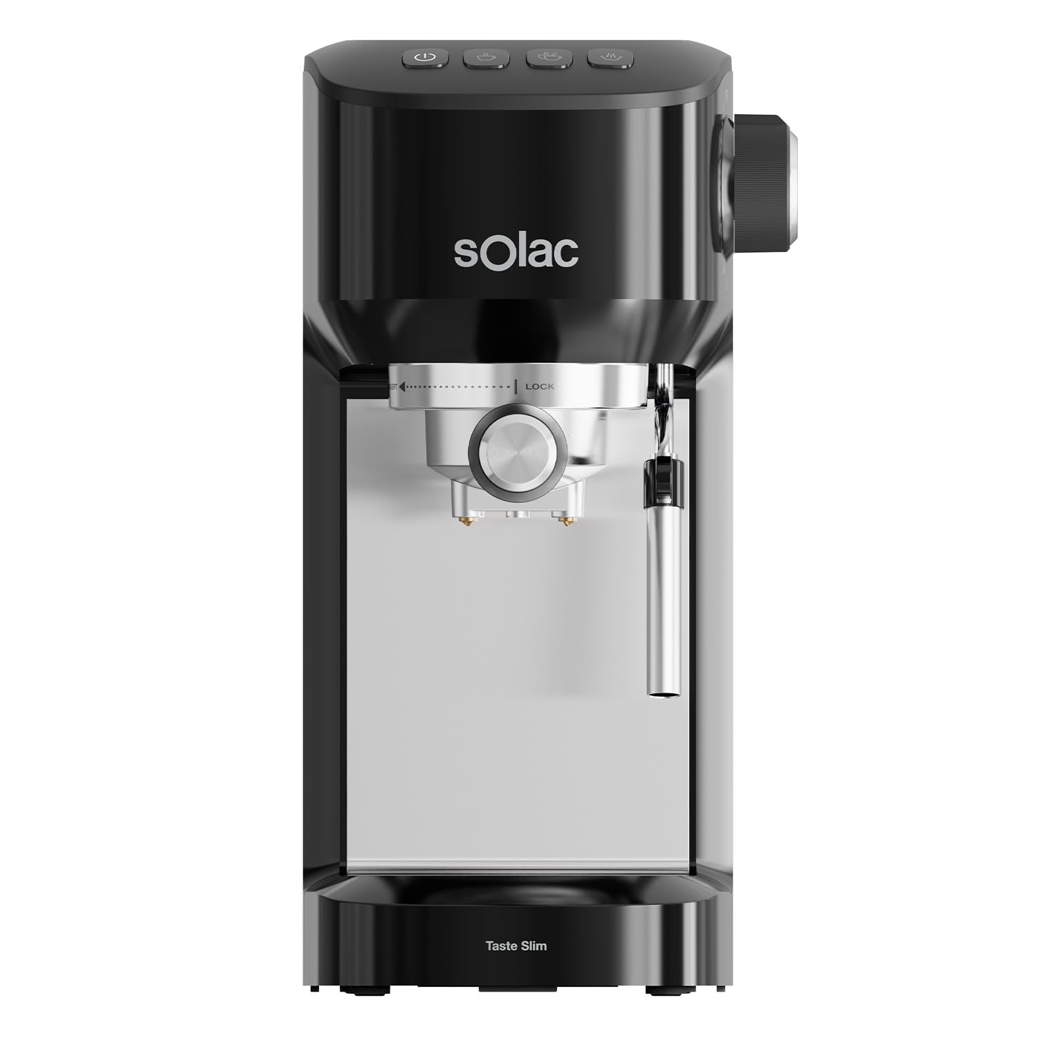 Solac Cafetera Espresso 20 Bar Taste Slim con Sistema Thermoblock y Vaporizador Profesional | Máquina de Café Compacta con Depósito 1,4 L, Programación de Cantidad y Espuma Cremosa Tipo Barista