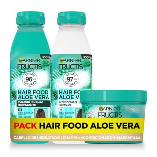 Garnier Fructis Hair Food Menú Aloe Vera Pack Champú + Acondicionador + Mascarilla para Pelo Normal a Seco - Crea tu Menú Capilar