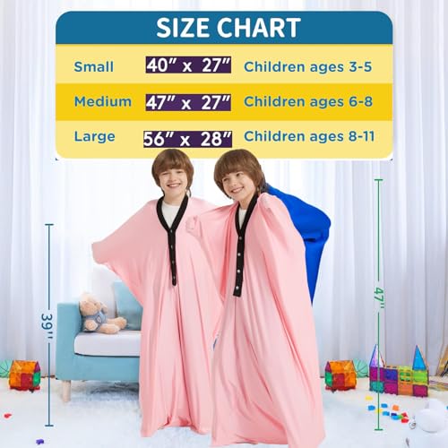 Sensory Body Sock, Calming Therapy Blanket, Sensory Stress Relief, Anxiety, Autism, ADHD, ADD, Tactile Items for Therapeutic , Kids Fidget (Pink, Large) - Image 5