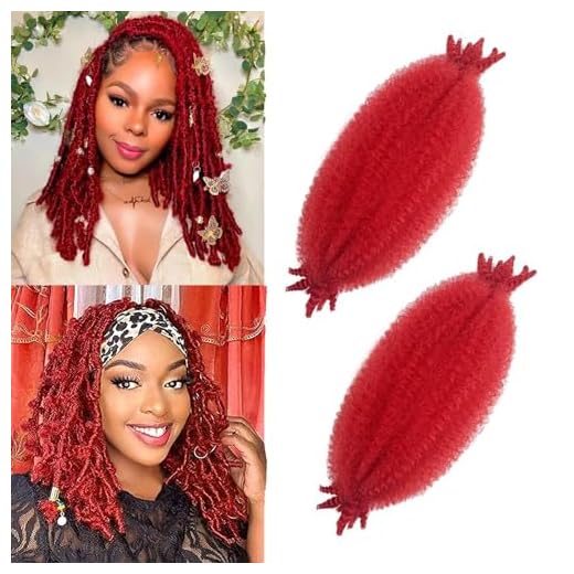 Paraglame Red Marley Hair 16 Inch Springy Afro Twist Hair 2 Packs Marley Twist Braiding Hair for Faux Locs Crochet Hair Red Braiding Hair Extensions for Black Women (16Inch(Pack of 2), Red)