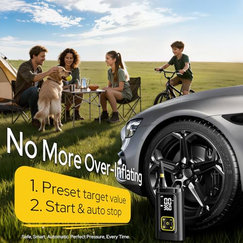 Tire Inflator Portable Air Compressor for Car Tires, 150PSI Digital Tire Pump with Gauge, LED Light, Auto Shut-Off, Fast Bike Air Pump for Car Tires, Motorcycle, Bike, Balls, Emergency Use - Image 6