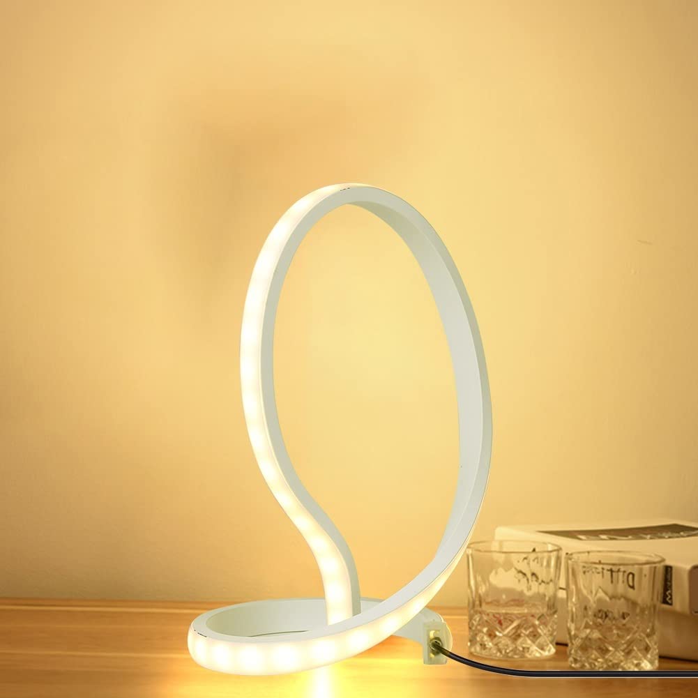 Lampa stołowa Spiralna lampa stołowa LED USB Charge Białe ciepłe światło Sterowanie dotykowe Regulacja wysokości Nocna lampka nocna Nowoczesne oświetlenie Lampa stołowa LED(White Light)