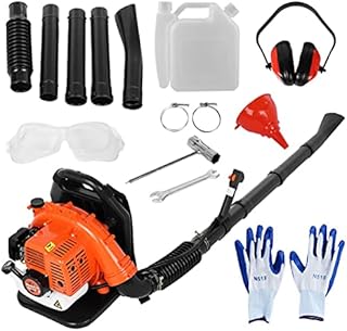 Guzom EB808 High Performance 63cc Backpack Leaf Blower, 2-Cycle 210 MPH 2.3/3 HP Gas Powered Leaf Blower for Lawn Care, Blower with All Accessories, Orange and Black, EB650