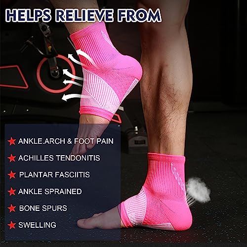 Image of 2Pairs Comprex Ankle Sleeves, Soothe Relief Socks for Neuropathy Pain Women, Plantar Fasciitis Socks for Arch Support, Achilles Tendonitis, and Foot Pain Relief (S, Red)