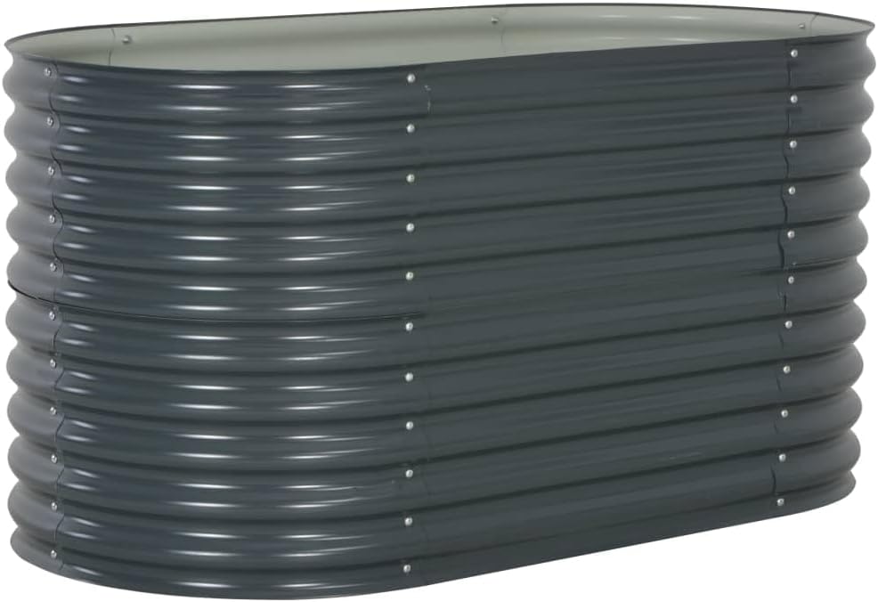 vidaXL Garden Raised Bed Outdoor Backyard Herb Flower Box Planter DIY Vegetable Pot Growing Container 63"x31.5"x31.9" Galvanized Steel Gray