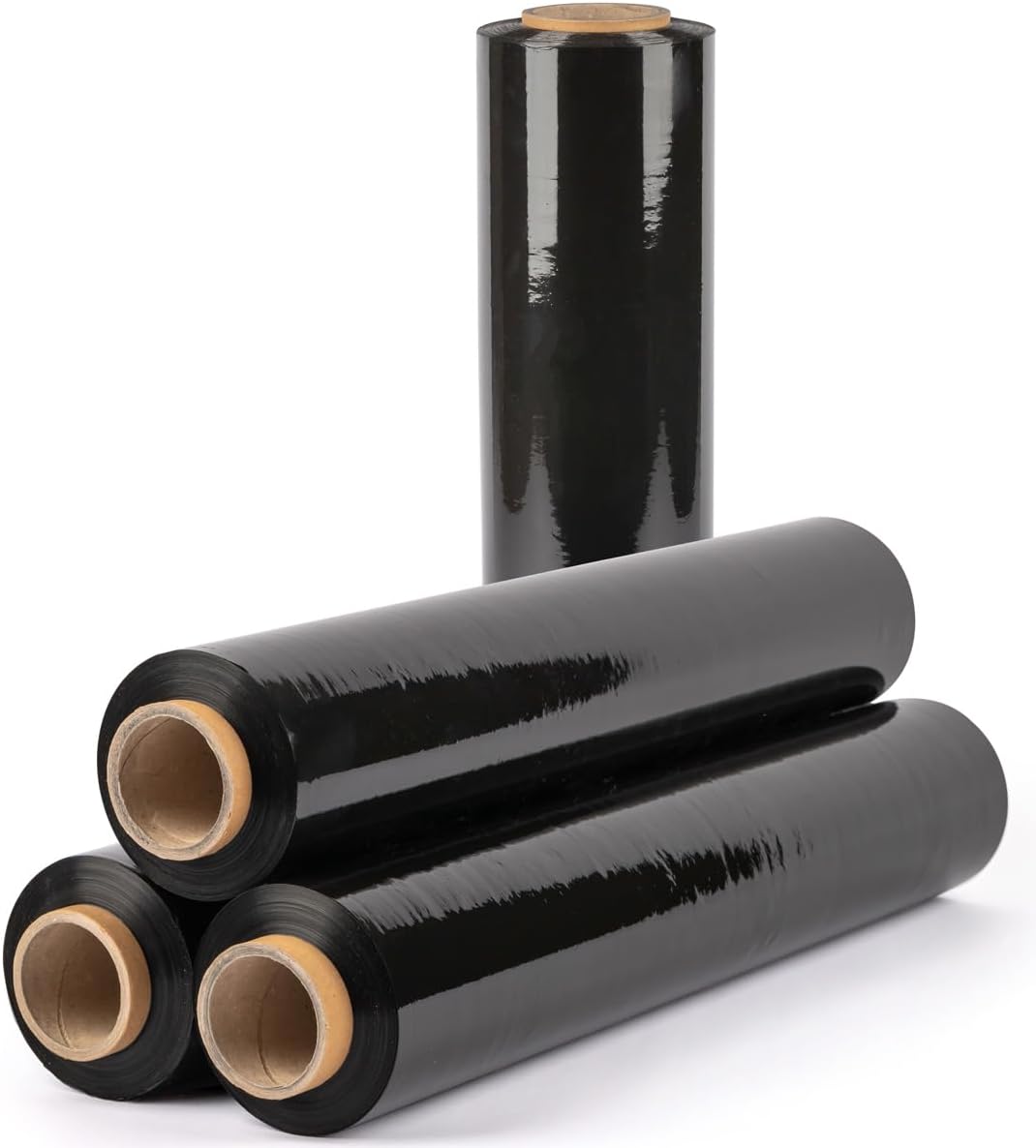 Packing Stretch Wrap Industrial Grade for Moving | Heavy Duty 4 Pack | 18 x 1500 FT - 80 Gauge Thick | Wrap Roll Ideal for Furniture, Pallets | Black