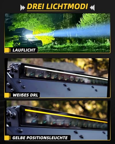 CO LIGHT 21 LED Driving Lightbar Auto mit ECE Zulassung, 80W 15000LM LED Zusatzscheinwerfer für Nah- und Fernlicht, 12V/24V Arbeitsscheinwerfer für Offroad/LKW/Traktor/Fahrzeuge/Wohnwagen