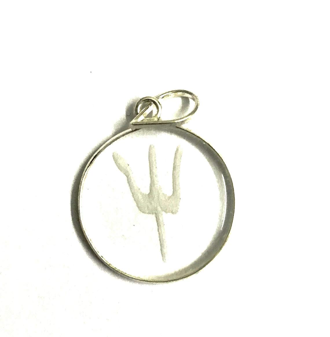 Beautifully Designed Crystal Shiv Trishul Pendant In White Metal (2 Cms) (1 Pc)