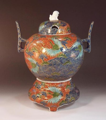 1068  有田焼・伊万里焼の陶器高級香炉　桜楼閣絵　陶芸家 藤井錦彩　美品 Amazon｜有田焼・伊万里焼の陶器高級香炉｜贈答品｜ギフト｜記念品