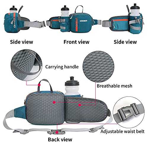 GERIINEER wasserdichte Bauchtasche Gürteltasche mit Flaschenhalter Damen und Herren, Bauchtasche Geeignet für Reise Sport Running und Alle Outdoor Aktivitäten, Hüfttasche Damen Herren Sport