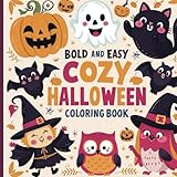 Cozy Halloween Coloring Book – 50 Single-Sided Bold and Easy Designs for Adults & Kids | 8.5