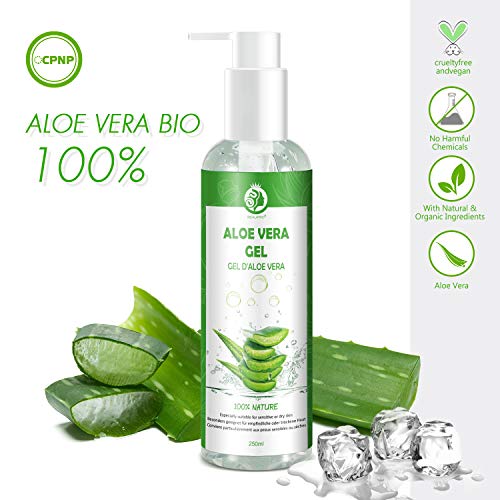 Preisvergleich Produktbild Aloe Vera Gel 100% Emergency-Natürlich Feuchtigkeitscreme Lotion gesichtscreme damen männer Mit Hyaluronsäure für Gesicht,Haare,Körper-Ideal für After Sun,Sonnenbrand,Verbrühungen 250ml MEHRWEG