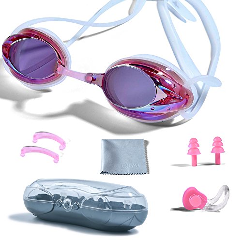 PHELRENA Swimming Goggles, Professional Swim Goggles Anti Fog UV Protection No Leaking
