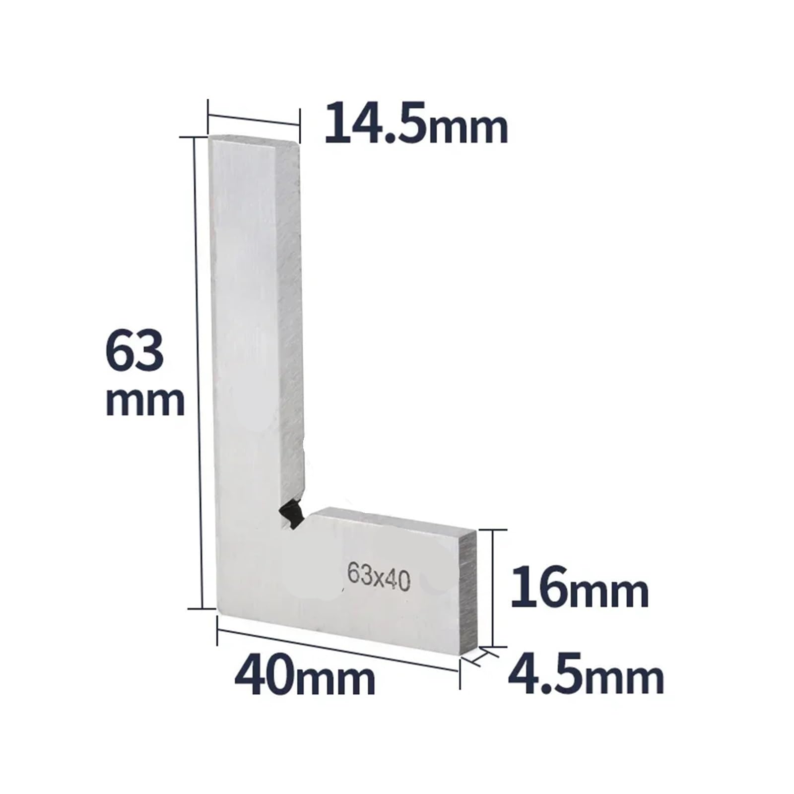 Set di Spessimetri Righello squadrato con bordo a coltello da 90 gradi for falegnameria, carpenteria e utensili for, squadre di misurazione, righello angolare | 63x40 Square Ruler