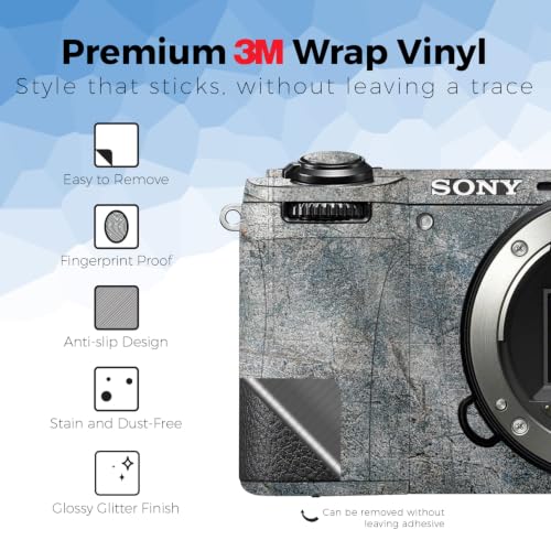 Image of Glossy Glitter Camera Skin Compatible with Sony A6700 Mirrorless Camera (2023) - Shadow Concrete - Premium 3M Vinyl Protective Wrap Decal Cover - Easy to Apply | Crafted in the USA by MightySkins
