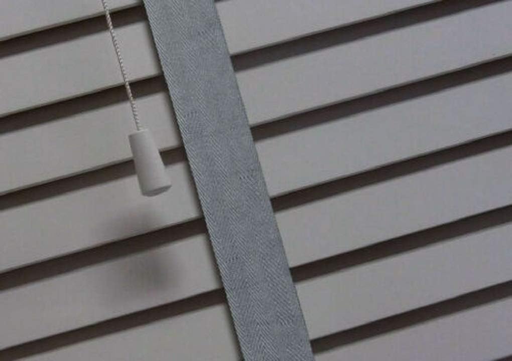 Faux Wood Window Venetian Blinds Blind With String 50mm Slats White Grey TRIMMABLE Fittings Included Luxury Look (Grey With Tape, 120cm Width 150cm Drop)
