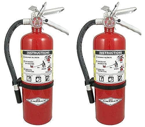 Amerex B402 5 lb. ABC Dry Chemical Class A B C Fire Extinguisher, with Wall Bracket, 2 Pack