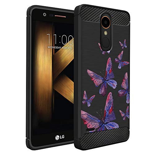 CasesOnDeck Case Compatible with [LG Aristo 3, LG Tribute Empire, LG Zone 4, LG Rebel 4, LG Phoenix 4 ] Textured Tribal Floral Designs On Dual Layer Embossed Slim Cover (Purple Butterfly)