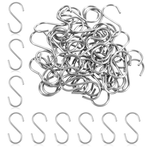 Larrel 48 Stück S Haken, Metall Haken 2 x 4 cm S Metallhaken zum Einhängen SMetallHaken für Küche, Bad, Schrank, Garten, Büro, Garderobe