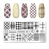 Nail Stamping Plates Rectangle Geometric Line Wave Pattern Stainless Steel Nail Stamping Plaid Nail