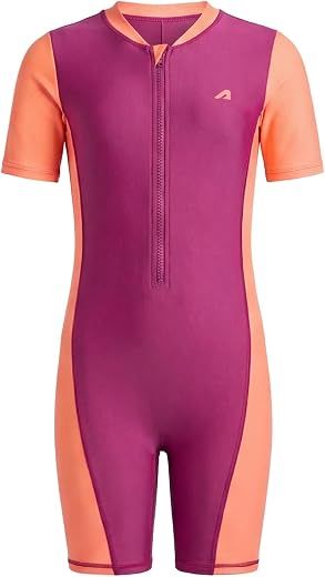 Boldfit Swimming Costume for Kids Lightweight Swim Suit for Kids Girls Half Sleeve Swim Costume Girl One-Piece Swimming Su...