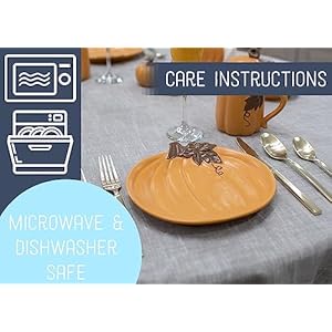 Nat & Jules Pumpkin Shaped 8 x 8 Inch Ceramic Small Dining Plates: Perfect for Thanksgiving, Halloween and Indoor Fall Table Décor & Service - Set of 4, Orange Nat Jules Pumpkin Shaped 8 x 8 Inch Ceramic Small Dining Plates Perfect for Thanksgiving Halloween and Indoor Fall Table Decor Service Set of 4 Orange