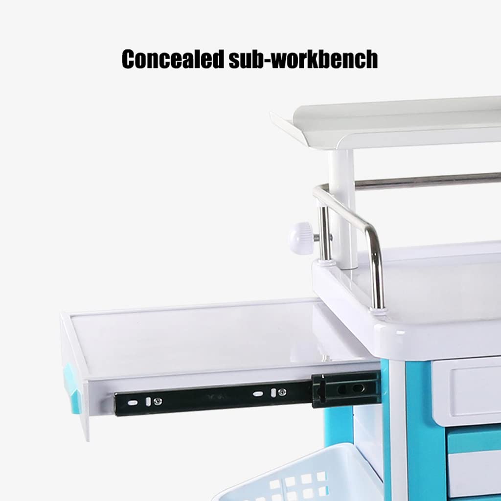 Carrello mobile con accessorio magnetico, supporto per O2, con divisori per ospedale e clinica, per forniture mediche