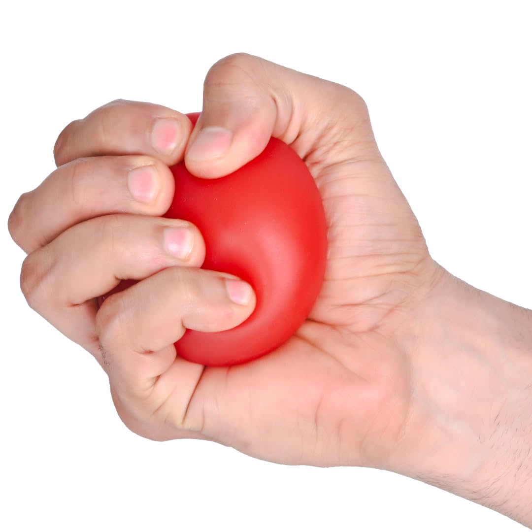 GELRIDE Medium Resistance Stress Relief Squeeze Ball for Hand Therapy, Exercise, Arthritis, Finger, Wrist, Carpal Tunnel, Pain Relief, Grip Exerciser Strengthening (2.5 inch Size, Medium, Red)