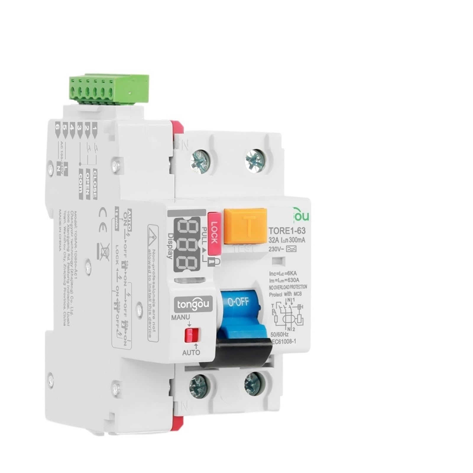 Disjoncteur modulaire réenclenchable 63A type A à LED de sécurité - 4