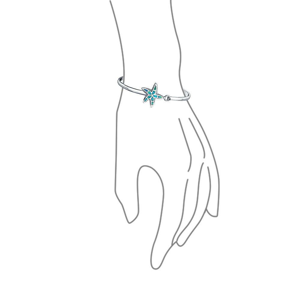 Bling Jewelry Brazalete Náutico de Estrella de Mar con Ópalo Azul para Mujeres Pulido en Plata de Ley .925