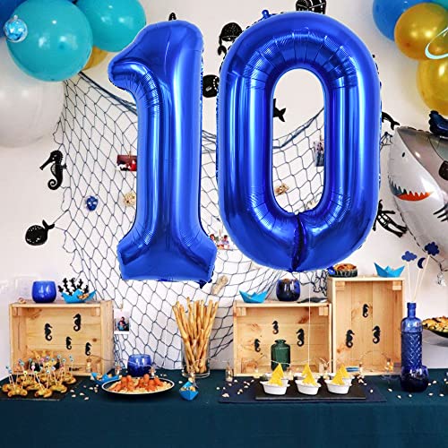 Image of TONIFUL 40 Inch Navy Blue Number 0 Balloons Large Foil Birthday Party Decor | Deep Blue 0 Balloon for 2027 Graduation New Year, 10th 30th 40th 50th Birthday, Blue Birthday Party Decor for Men Boys Teens