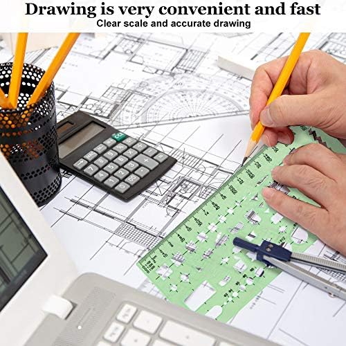 QUCUMER 6 Pcs Architecture Drawing Templates, French Curve and Template Ruler Set Geometric Drawings Templates Stencils Drawing Rulers for Drawing Engineering Drafting Building School Office Supplies