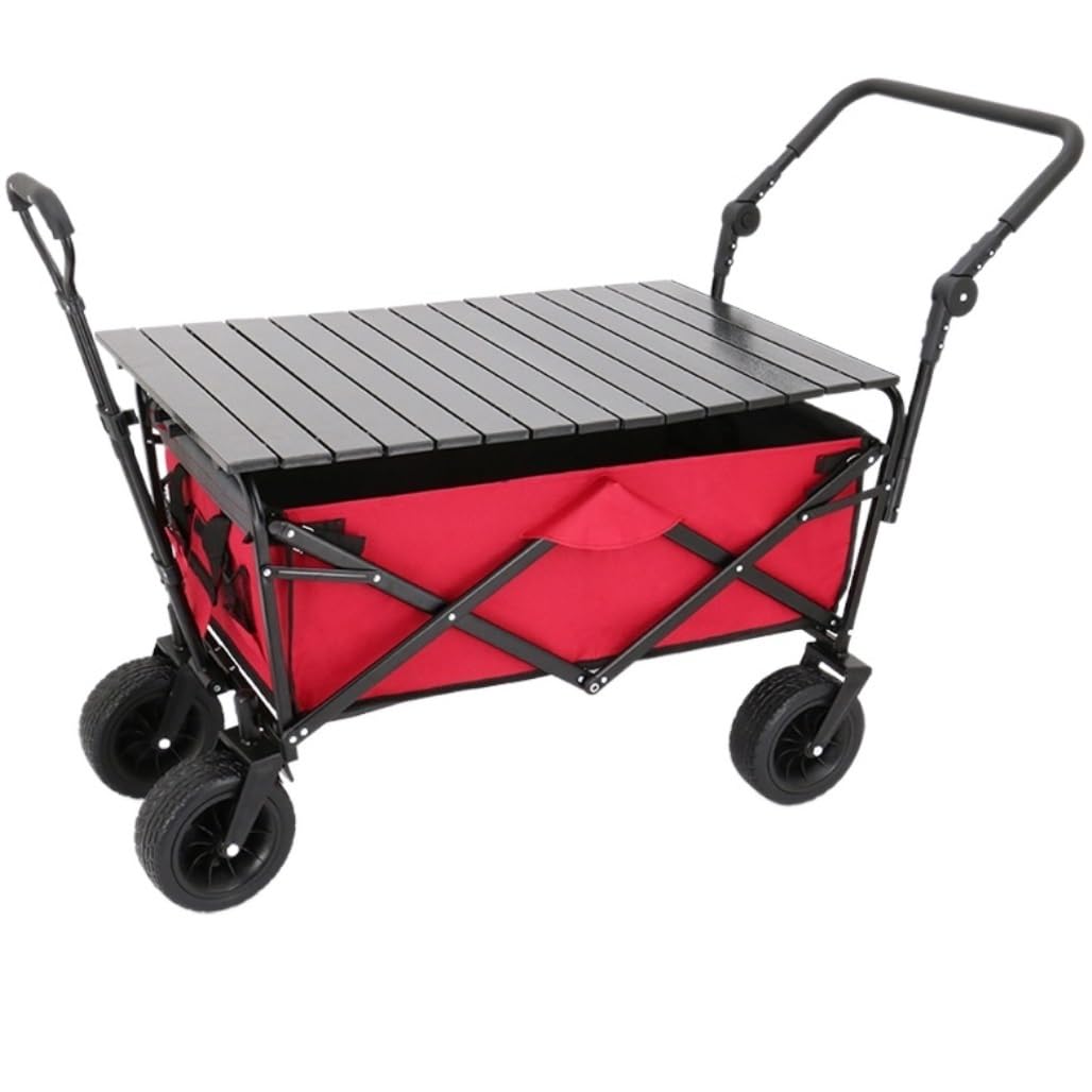Garden Outdoor Folding Utility Wagon With Table Cart Garden Trolley Rolling Shopping Buggy
