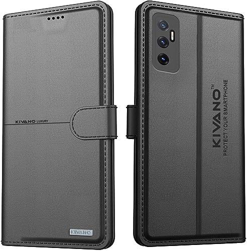 Image of KIVANO Compatible with Vivo Y75 4G / Vivo V23e Flip Cover | Leather Finish | Inside Pockets & Inbuilt Stand | Shockproof Wallet Style Magnetic Closure Back Cover Case