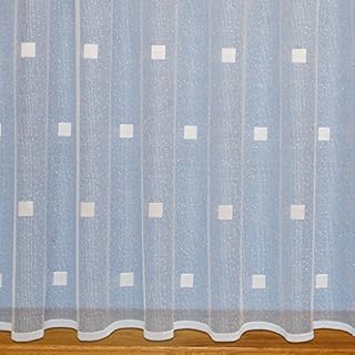 John Aird Squares White Net Curtain - Width Sold By The Metre (Drop: 36" (91cm))